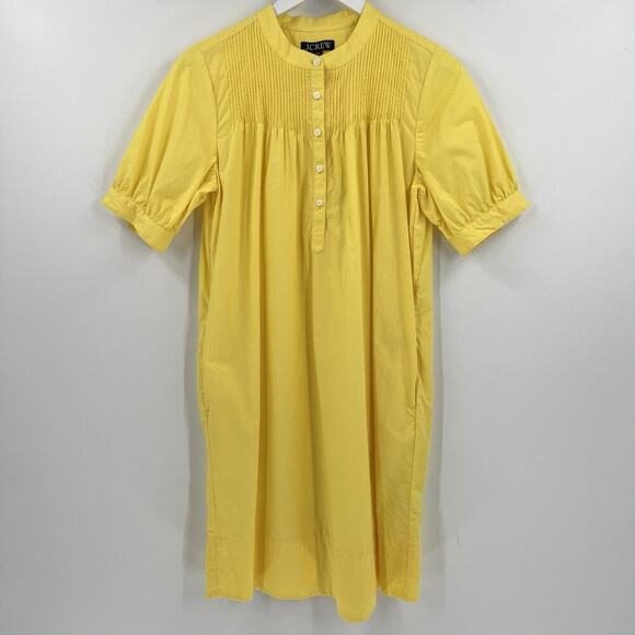 J. Crew Short Sleeve Mini Shirt Dress 100% Cotton Poplin Button Yellow Size XST‎ - Picture 4 of 12